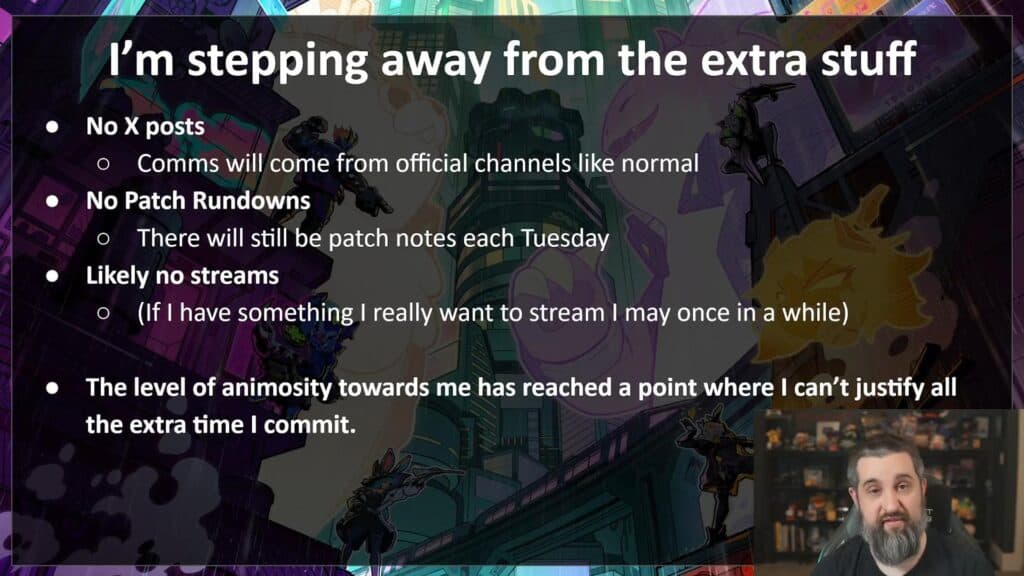 He's stepping away from "the extra stuff." (Image via Mortdog)