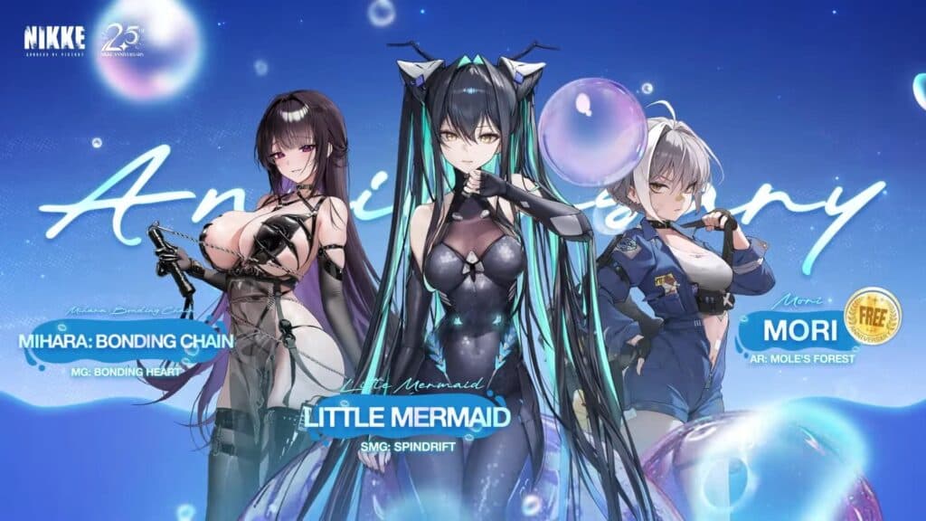 New NIKKEs for 2.5th Anniversary: Mihara: Bonding Chain, Little Mermaid, Mori (Image via SHIFT UP)