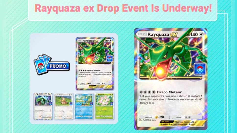 Rayquaza ex drop event in Pokémon TCG Pocket: best counter, promo cards, and more cover image