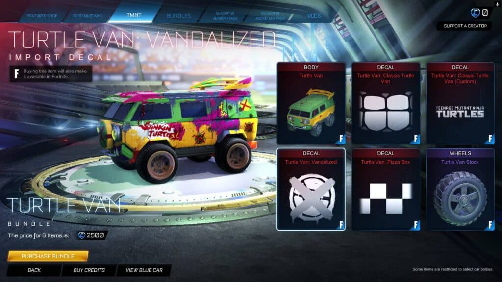 TMNT items in Rocket League (Image via esports.gg)