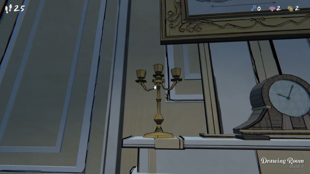 Interact with the left candelabrum to unravel the safe. (Screenshot by esports.gg)