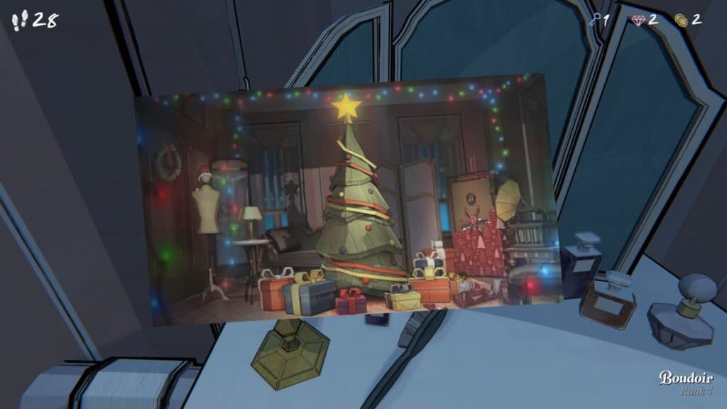 The hint for the Boudoir safe code is in this Christmas photo. (Screenshot by esports.gg)