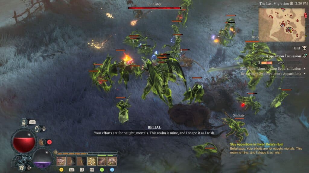 Slay Belial's illusory soldiers to face Apparition Bosses (Screenshot via esports.gg)