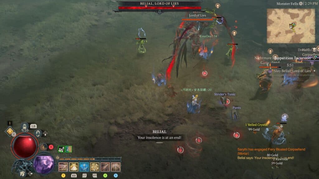 Belial is the final boss in every Apparition Incursion event (Screenshot via esports.gg)