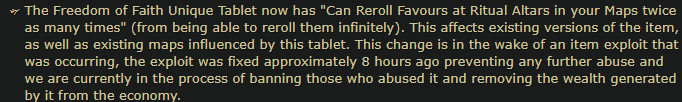 PoE2 exploit fix (Image via <a href="https://www.pathofexile.com/forum/view-thread/3748709">Path of Exile</a>)