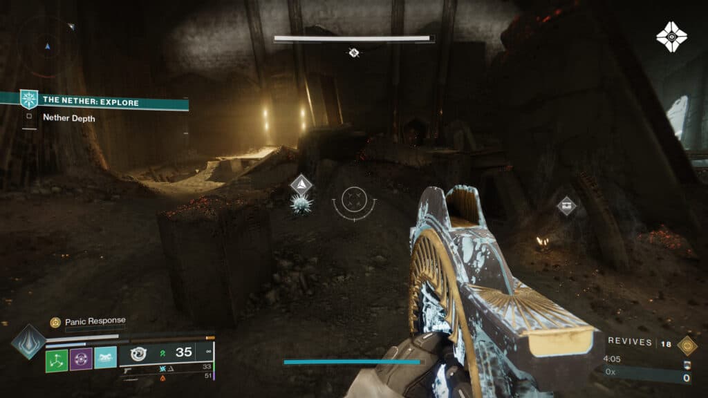 That dark door to the right along the wall is where you'll need to go. (Screenshot by esports.gg)