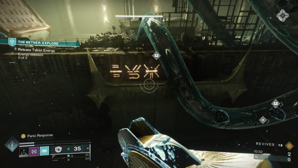 Take note of the three symbols and shoot the correct doors above. (Screenshot by esports.gg)