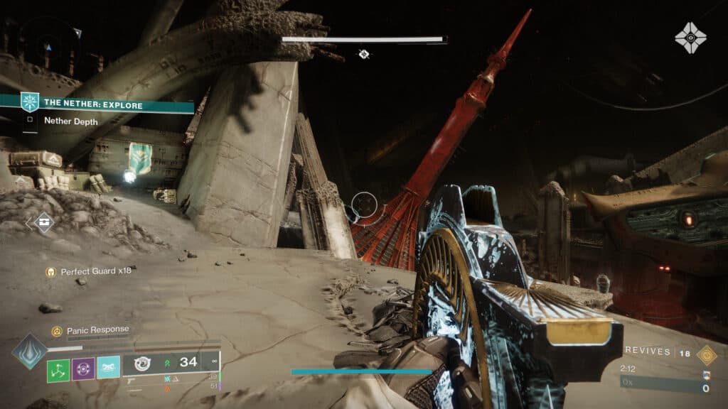 To the far left and back of Hull Breach, near this red spire. (Screenshot by esports.gg)