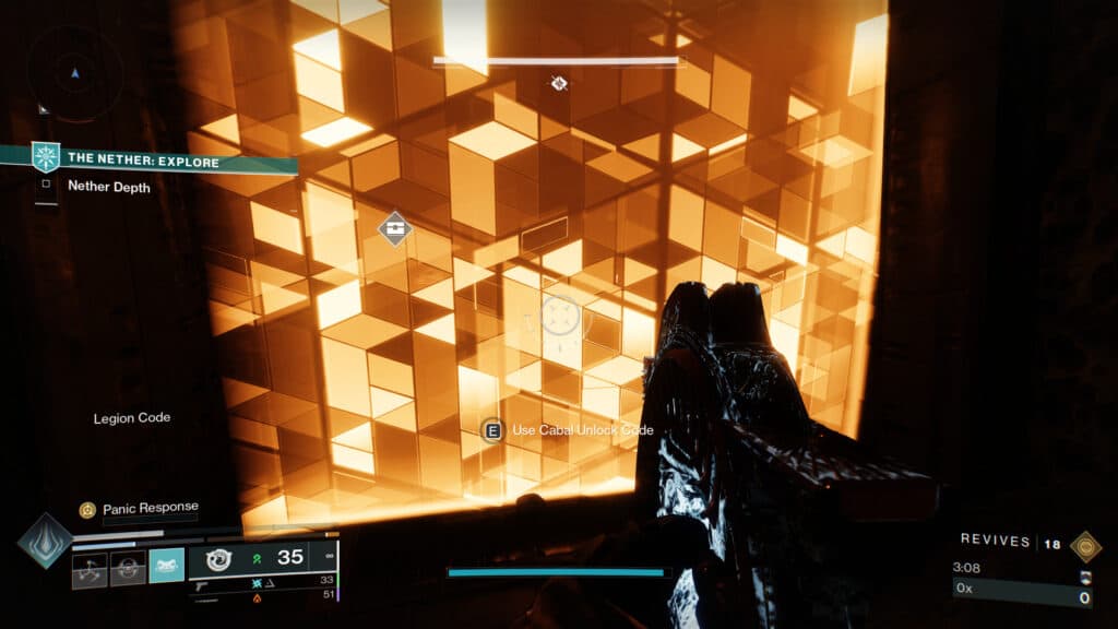 You need the Legion Code to open this Cabal barrier. (Screenshot by esports.gg)