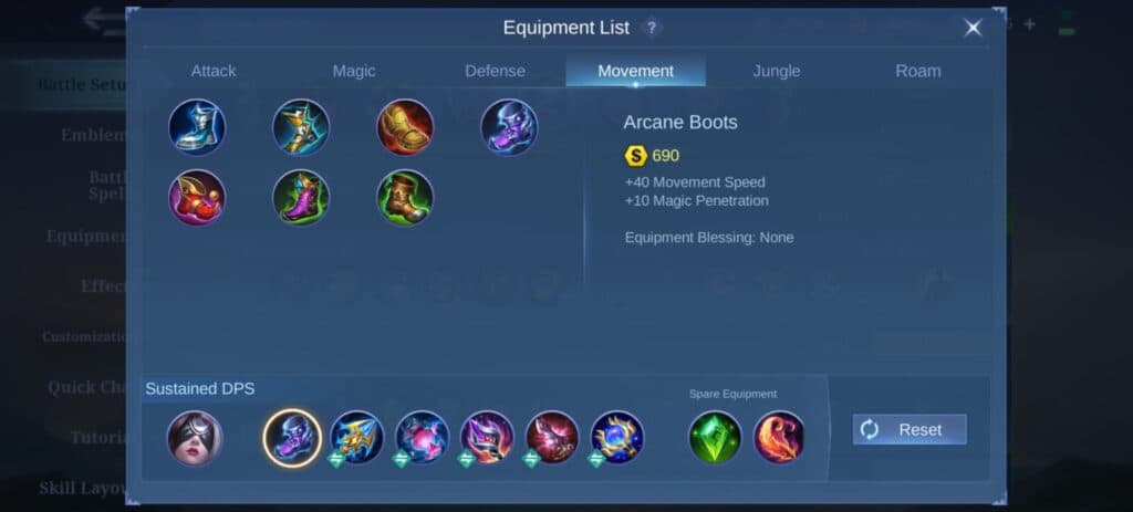 Pharsa item build in MLBB (Screenshot via esports.gg)