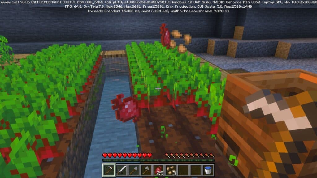 A few UI tweaks have been implemented in the Minecraft beta. (Screenshot via esports.gg)