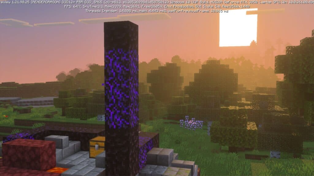 The Minecraft Vibrant Visuals update. (screenshot via esports.gg)
