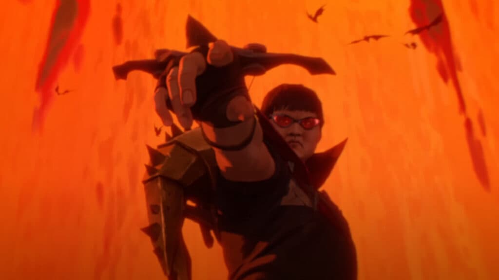 Uzi is featured in the RISE music video as Vayne (Image via Riot Games)