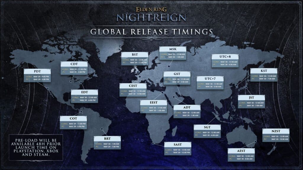 Elden Ring Nightreign global release timings. (Image via FromSoftware)