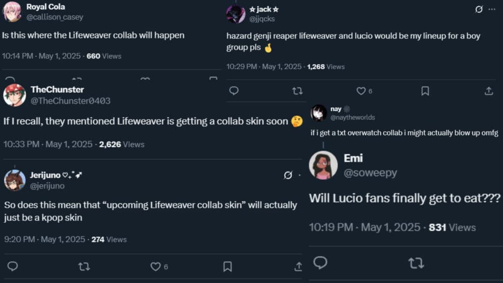 Some reactions to the new Day6 and TXT video about Overwatch 2 (Screenshot via esports.gg)