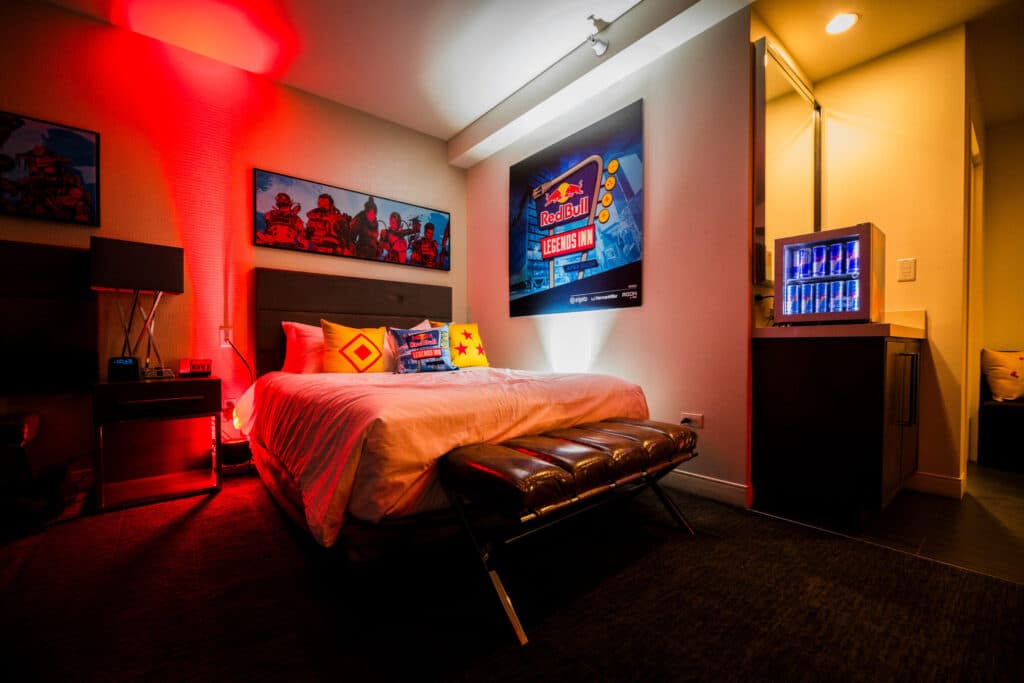 Hotel room venue for Red Bull Legends Inn at the Godfrey Hotel in Chicago, Illinois on November 8, 2024. // Todd Gutierrez / Red Bull Content Pool //