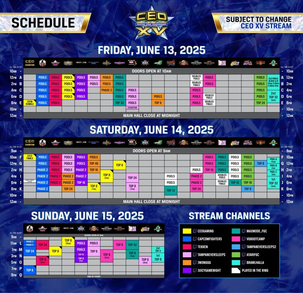 CEO 2025 schedule (Image via CEOGaming)