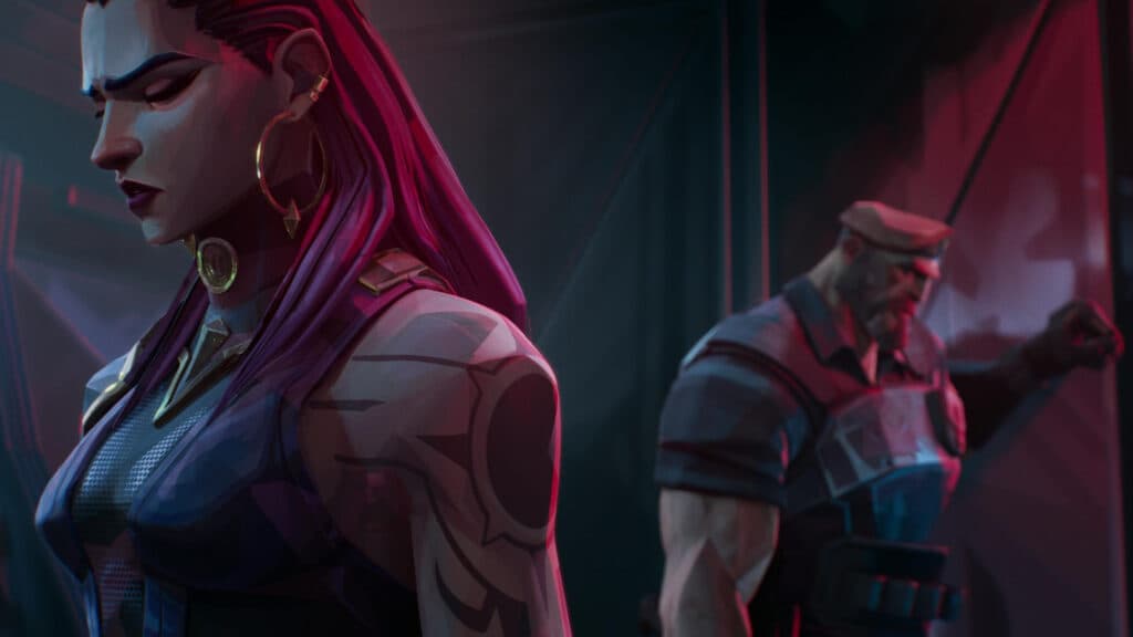 Reyna and Brimstone in the cinematic (Image by esports.gg)