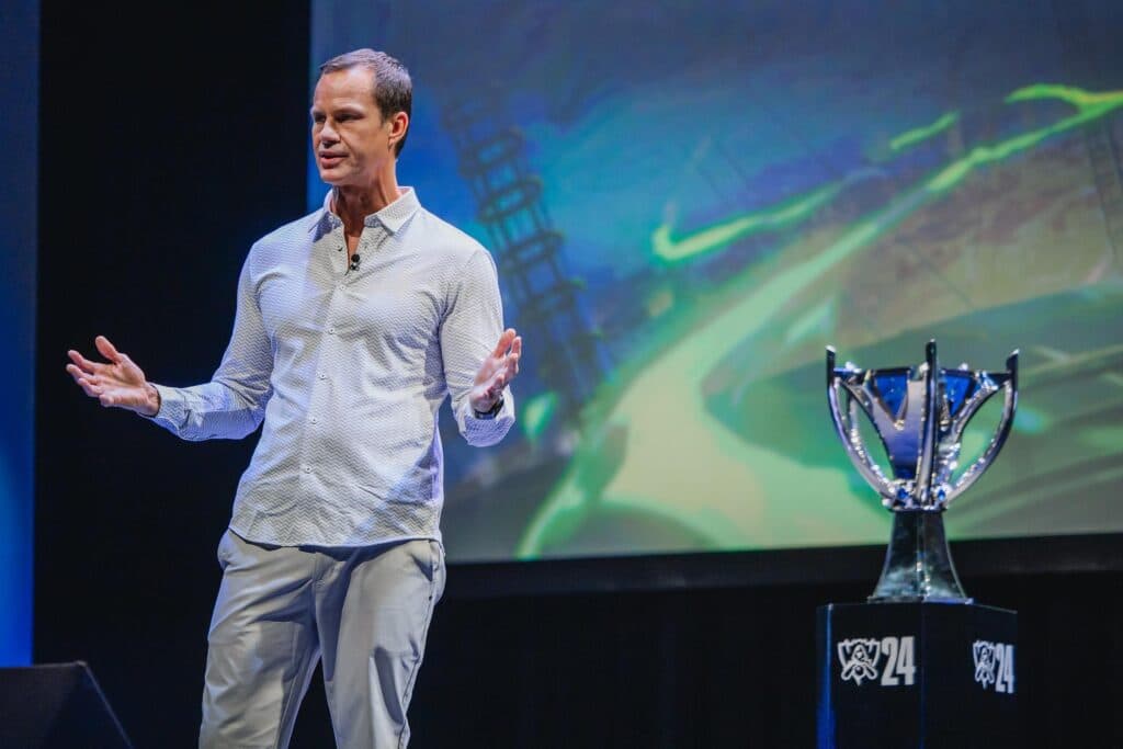 John Needham at the LoL World Championship 2024 media day (Photo via Colin Young-Wolff | Riot Games)
