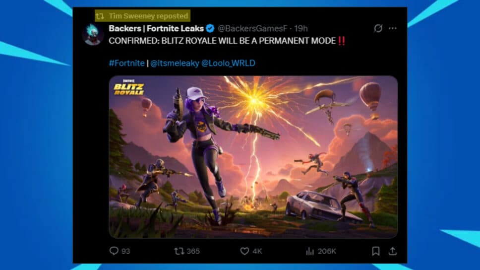 Tim Sweeney confirms Blitz Royale will become a permanent Fortnite mode cover image