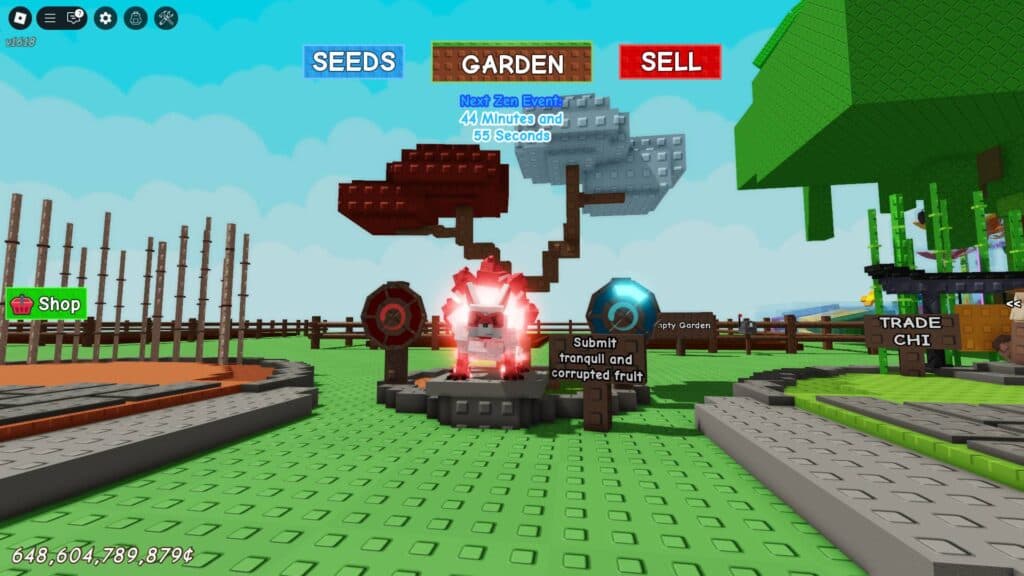 The Kitsune NPC and the two wooden counters (Screenshot via esports.gg)