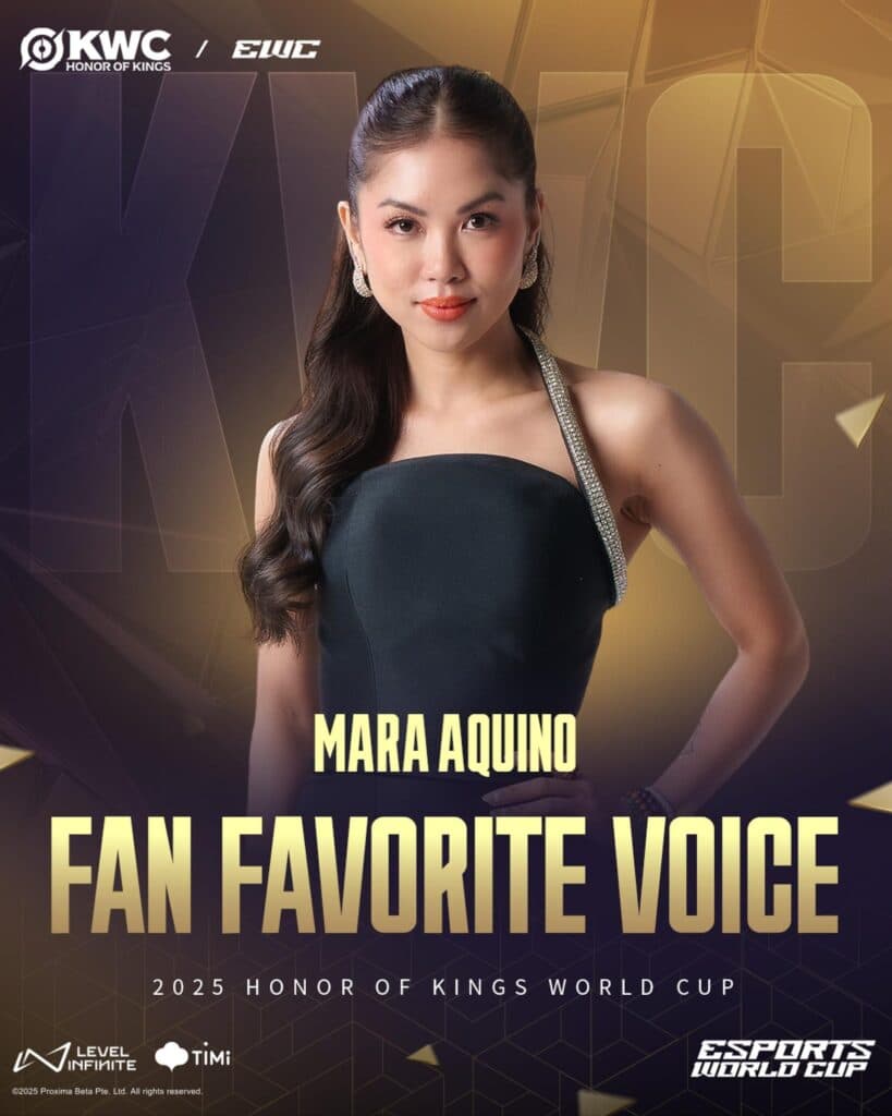 Filipina host Mara Aquino was awarded the Fan Favorite Voice award (Image via Level Infinite)
