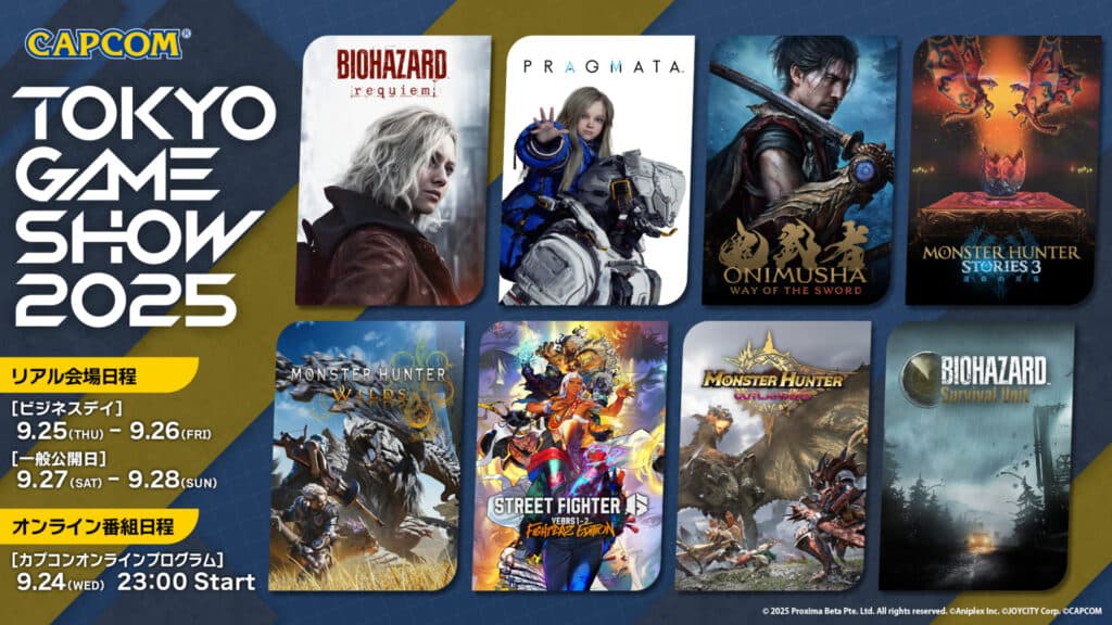 Capcom official lineup for the Tokyo Game Show 2025 (Image via Capcom)