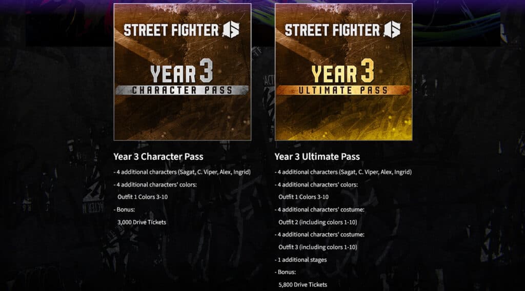 Year 3 Passes (Image via Capcom)