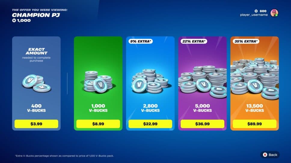 Fortnite to release massive V-Bucks update, allowing players to purchase exact amount for bundles cover image