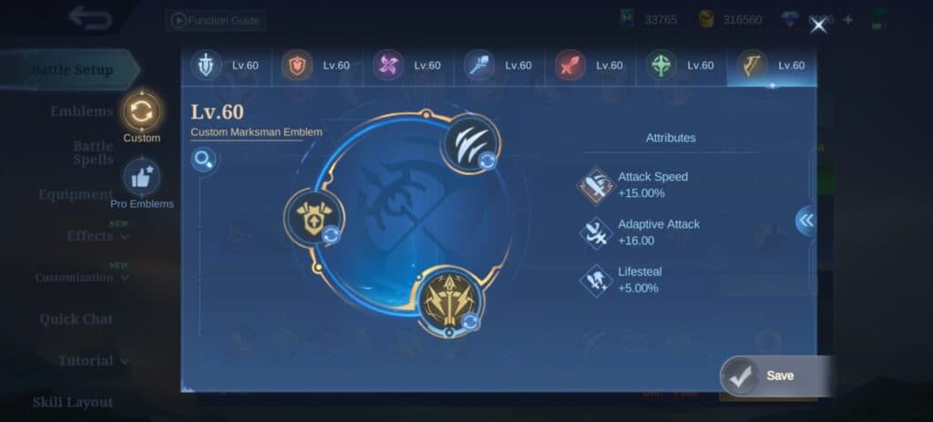 Obsidia emblem set in MLBB (Screenshot via esports.gg)