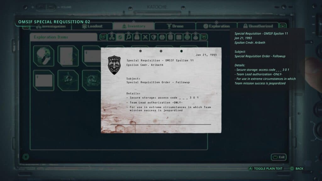 Special Requisition document two contains the second half of the code. (Screenshot by esports.gg)