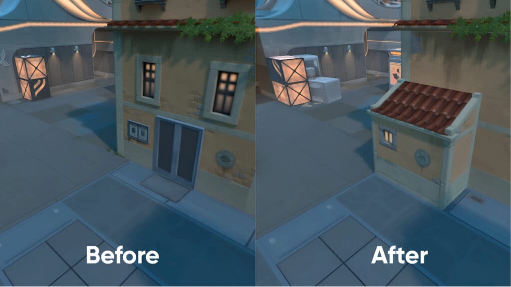 Pearl B site main entrance (Collage via esports.gg)