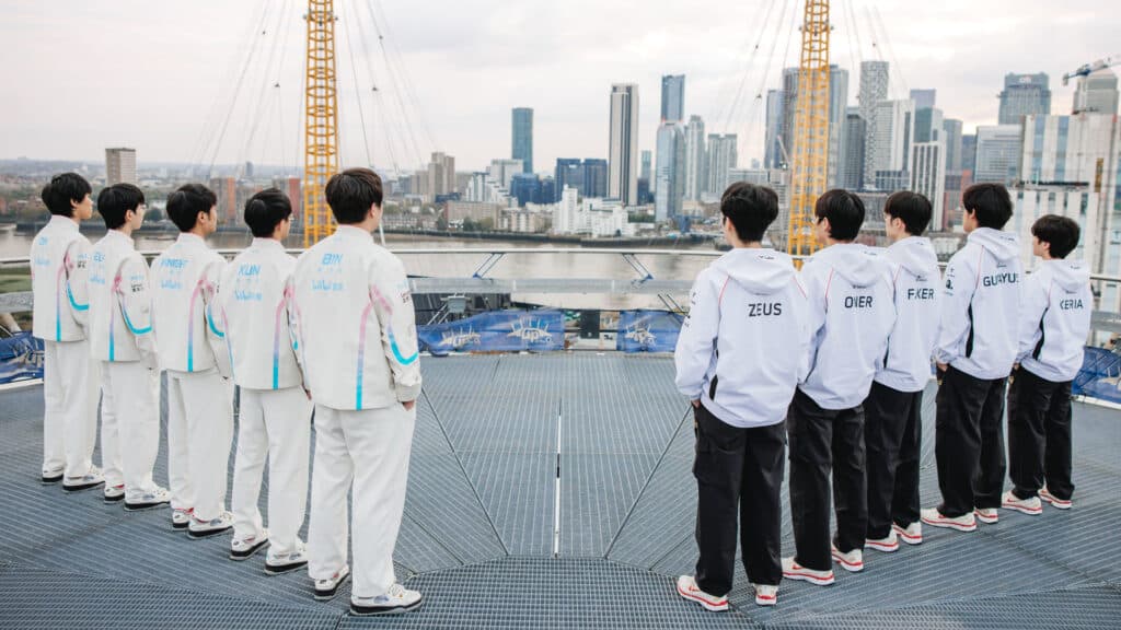 T1 defeated BLG at the LoL Worlds 2024 Grand Finals by 3-2 (Image by Colin Young-Wolff/Riot Games)