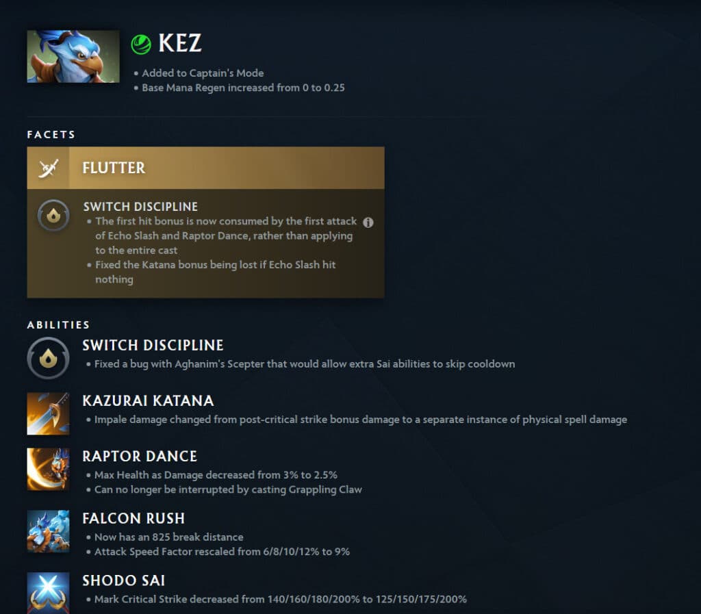 Kez abilities (Image via <a href="https://www.dota2.com/patches/7.39e" target="_blank" rel="noreferrer noopener">Dota 2</a>)