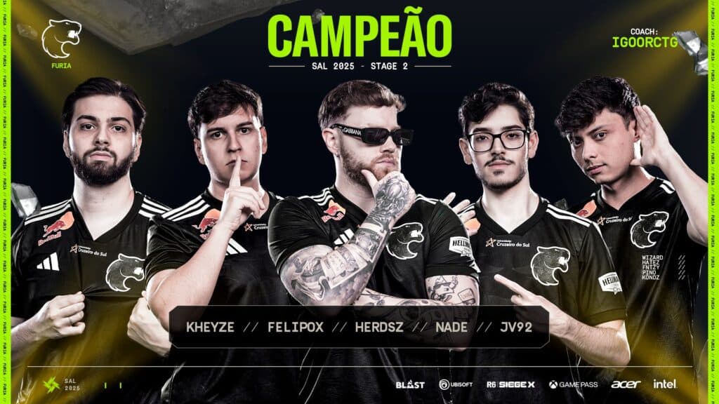 R6 SAL Champions, FURIA (Image via R6 Esports Brasil)