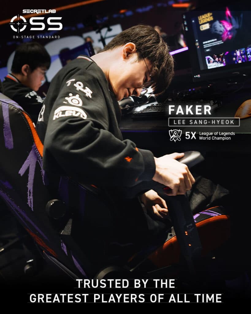 Faker adjusting the Secretlab InfinitePrecision Armrest (Image via Secretlab)