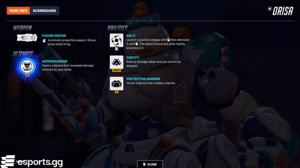 Orisa (Screenshot via esports.gg)