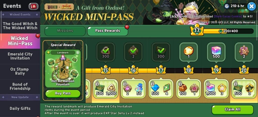 The battle pass feature free and paid rewards (Screenshot via esports.gg)