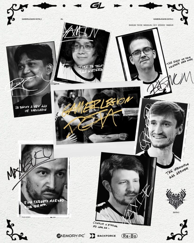 GamerLegion Dota 2 roster (Image via <a href="https://x.com/GamerLegion" target="_blank" rel="noreferrer noopener">GamerLegion</a>)