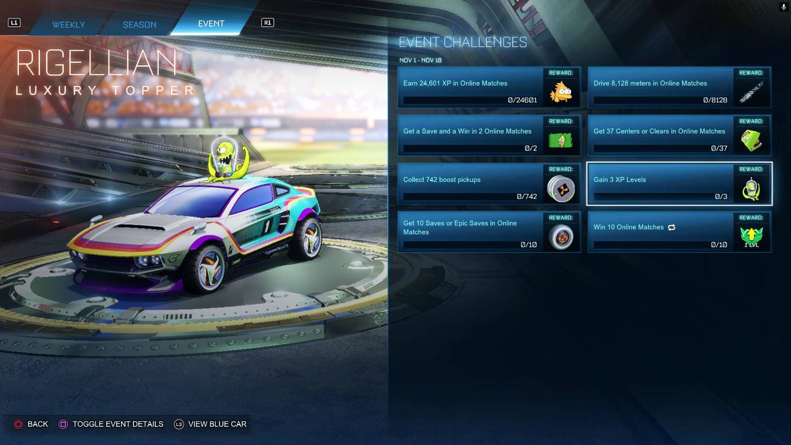 Free rewards during The Simpsons event (Image via Psyonix)