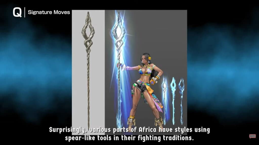 Spear as a traditional weapon, so Miary Zo is not a magical pole dancer (Image via Bandai Namco)