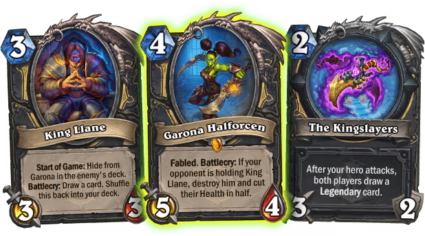 King Llane, Garona Halforcen, and The Kingslayers in Hearthstone (Image via Blizzard Entertainment)
