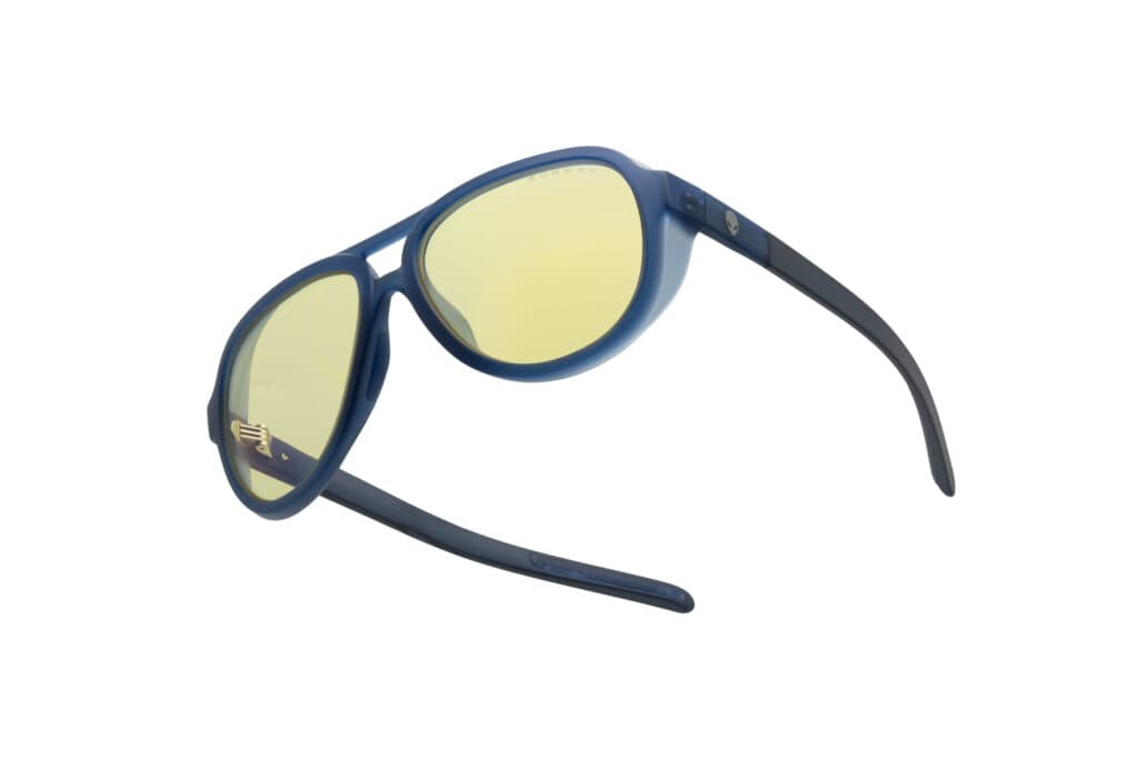 GUNNAR - Alienware Roswell Computer Glasses with Blue Light Reduction, Amber Lenses - Conspiracy Blue  (Image via GUNNAR Optiks)