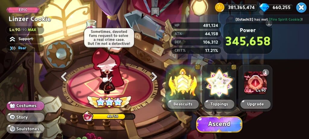 Linzer Cookie build (Screenshot via esports.gg)