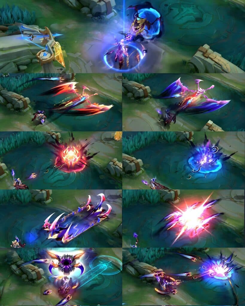 The skill effects for the Cecilion "Vessel of Gluttony" skin (Image via ML Leaks on X)