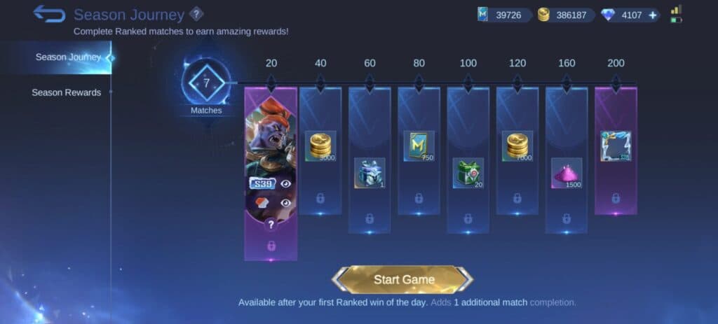 Play 200 matches to claim all the rewards (Screenshot via esports.gg)