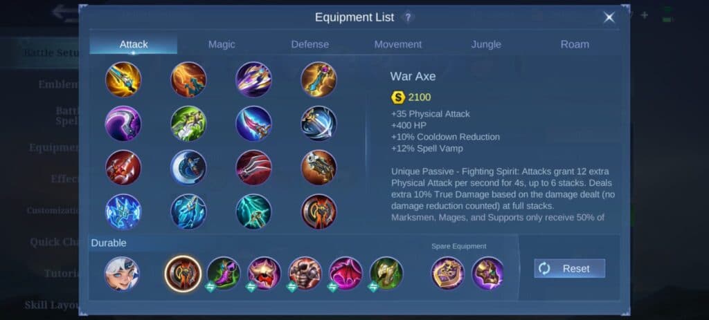 Best Sora item build in MLBB (Screenshot via esports.gg)