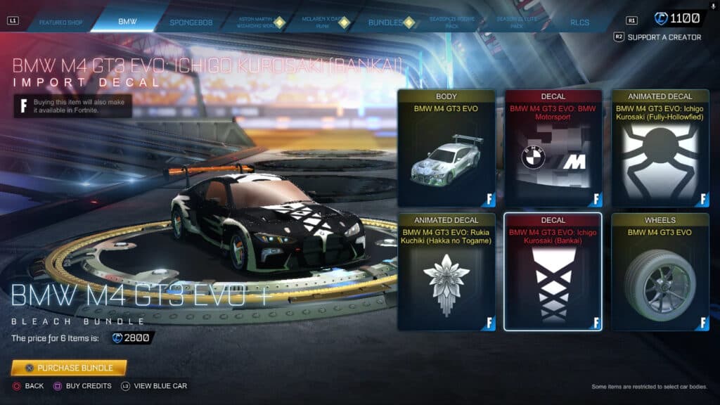 BMW M4 GT3 EVO with the Ichigo Kurosaki decal (Image via esports.gg)