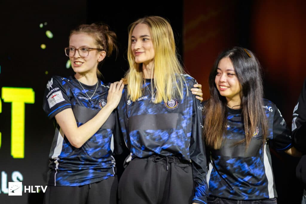 (L-R): vicu, Emmsan, ASTRA at the ESL Impact League Season 8 finals. (Photo by Zvonimir "Professeur" Burazin / HLTV)