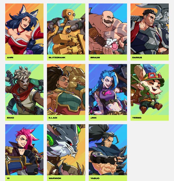 Pre-Season 1 2XKO champions (Image via Riot Games)